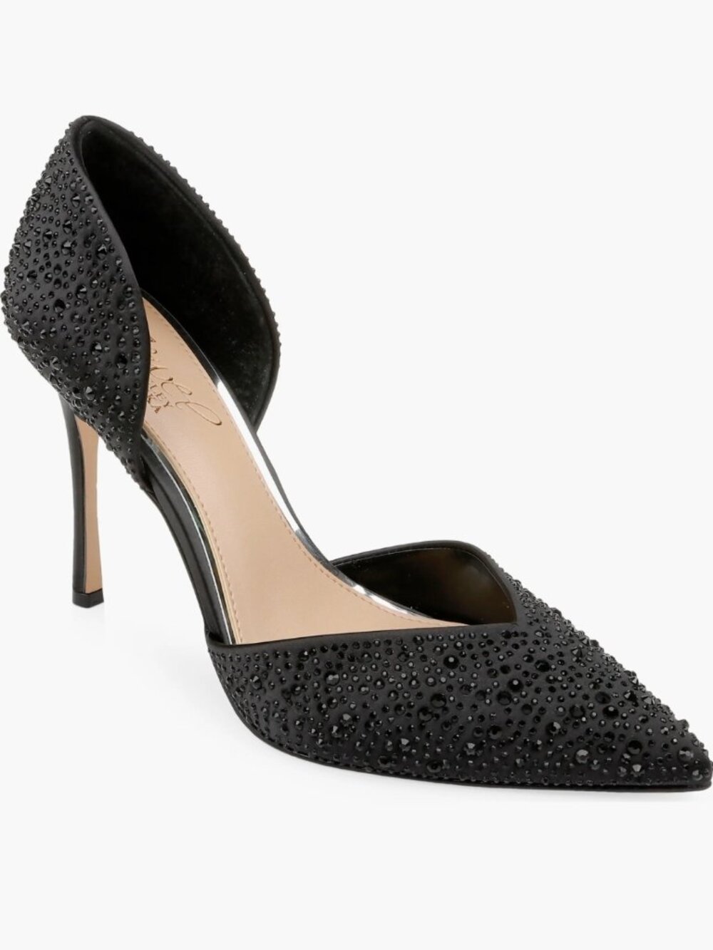 Jewel Badgley Mischka Grace Women's Black Embellished Pointed Toe D'Orsay Heels